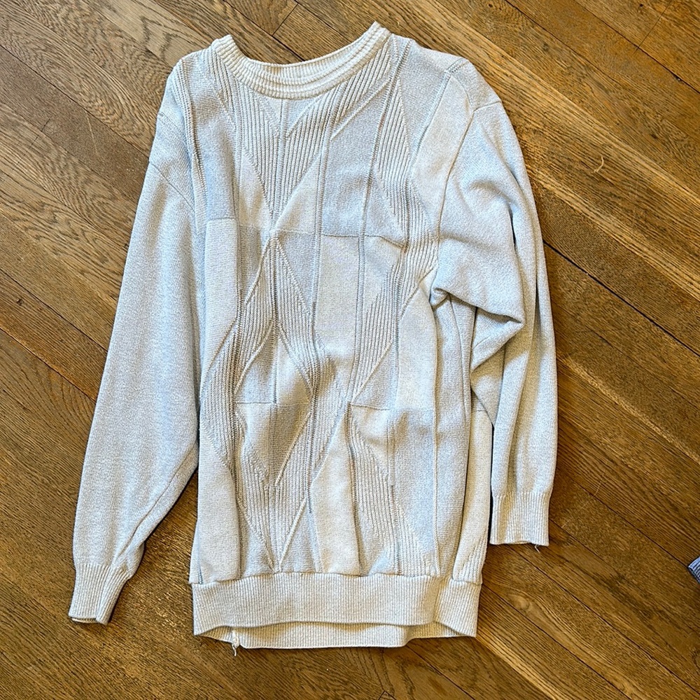 Tosani Soft Argyle Mens Sweater Small Long